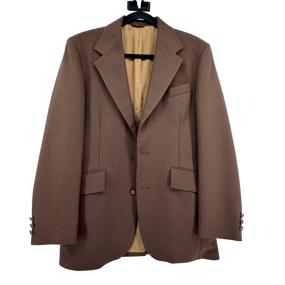 Vintage Levi's Panatela Blazer Sport Coat Mens 38R Brown 70s Crest Buttons Retro